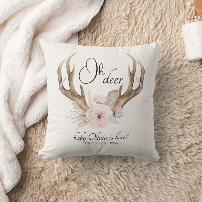 Oh Deer Newborn Baby Photo Pillow – Woodland Flora (Blanket)
