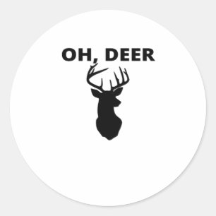 Oh Deer Oh Dear Whimsical Art Style Classic Round Sticker