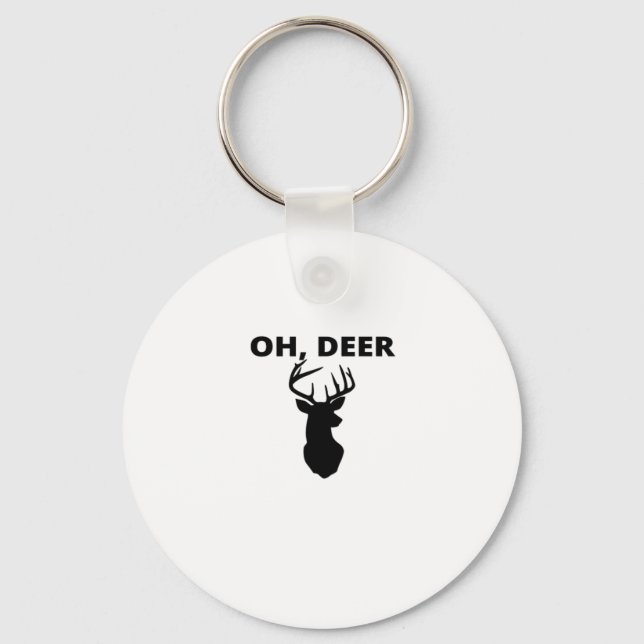 Oh Deer Oh Dear Whimsical Art Style Keychain (Front)