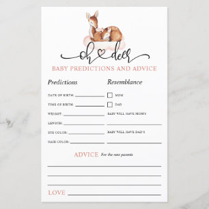 Oh Deer Pink Cloud Baby Predictions Advice Game