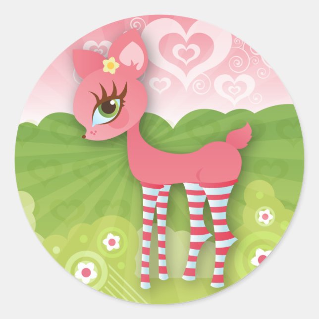 Oh Deer! Pink Love Stickers (Front)