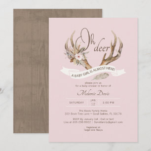 Oh Deer Pink Woodland Baby Shower Invitation – Boh