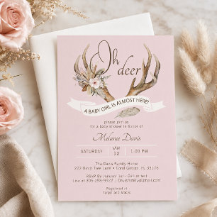 Oh Deer Pink Woodland Baby Shower Invitation – Boh
