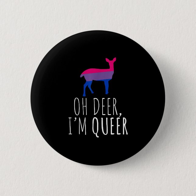 Oh Deer Queer Bisexual Pride Gay Lesbian Design  2 Inch Round Button (Front)