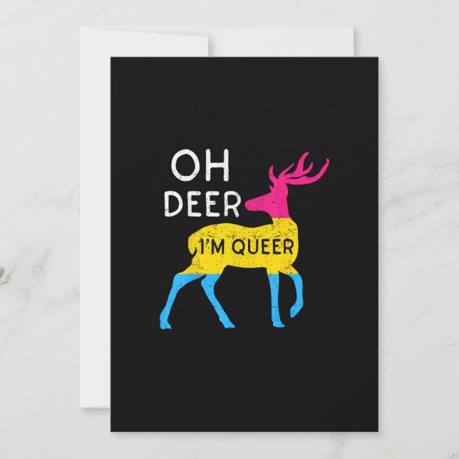 Oh Deer Queer Colorful Pride Flag Celebration Holiday Card (Front)