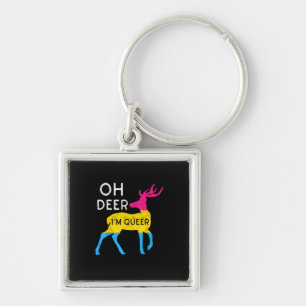 Oh Deer Queer Colorful Pride Flag Celebration  Keychain