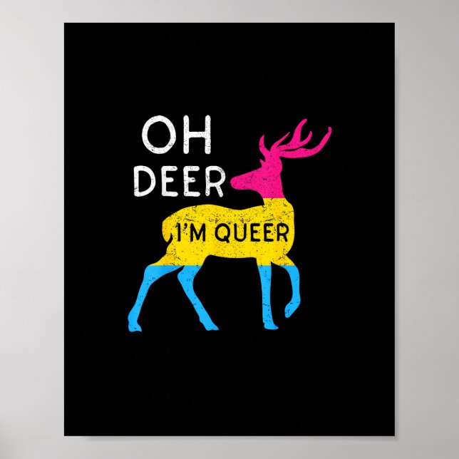 Oh Deer Queer Colorful Pride Flag Celebration  Poster (Front)