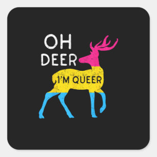 Oh Deer Queer Colorful Pride Flag Celebration  Square Sticker