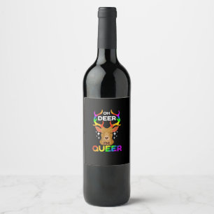Oh Deer Queer Funny LGBTQ Pride Awareness  Wine Label