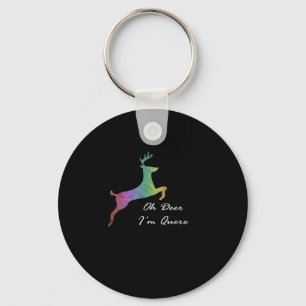 Oh Deer Queer Funny Pun LGBT Pride CelebraKeychain Keychain