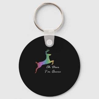 Oh Deer Queer Funny Pun LGBT Pride CelebraKeychain Keychain