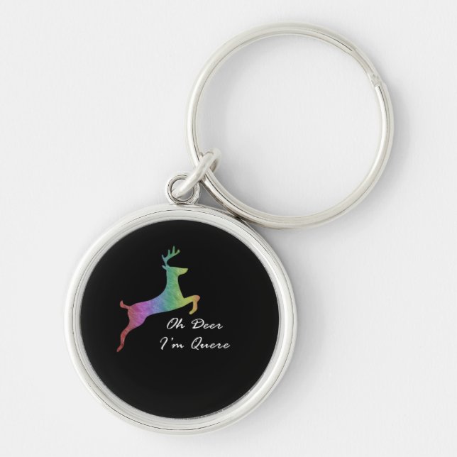 Oh Deer Queer Funny Pun LGBT Pride Celebration  Keychain (Front)