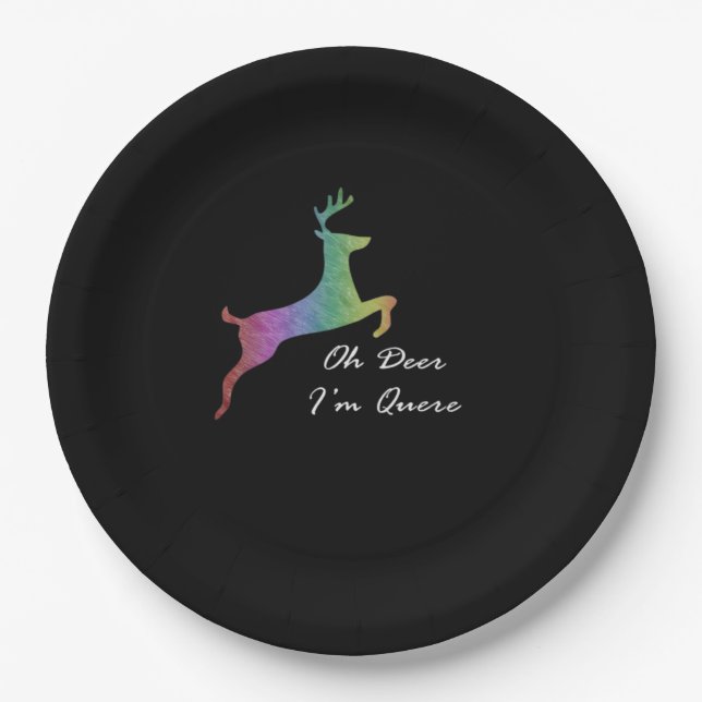 Oh Deer Queer Funny Pun LGBT Pride Celebration  Paper Plate (Front)