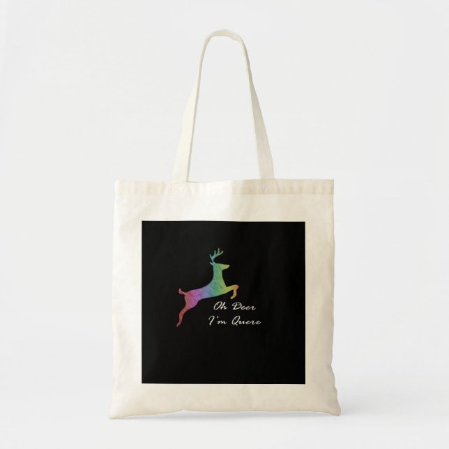 Oh Deer Queer Funny Pun LGBT Pride CelebraTote Bag (Front)