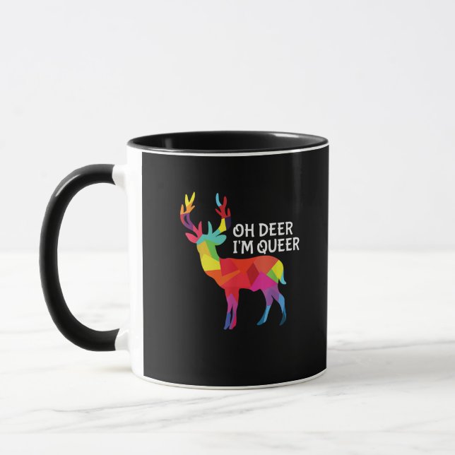 Oh Deer Queer Funny Pun LGBT Pride Design Mug (Left)