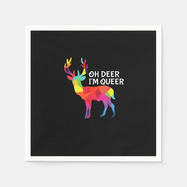 Oh Deer Queer Funny Pun LGBT Pride Design Napkin (Front)