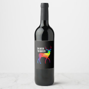 Oh Deer Queer LGBT Pride Celebration Design  Wine Label
