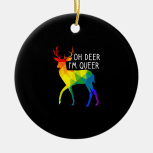 Oh Deer Queer LGBTQ Pride Celebration Month Ceramic Ornament