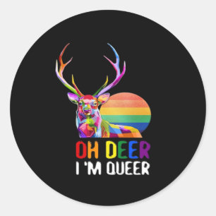 Oh Deer Queer Minimal Modern Style  Classic Round Sticker