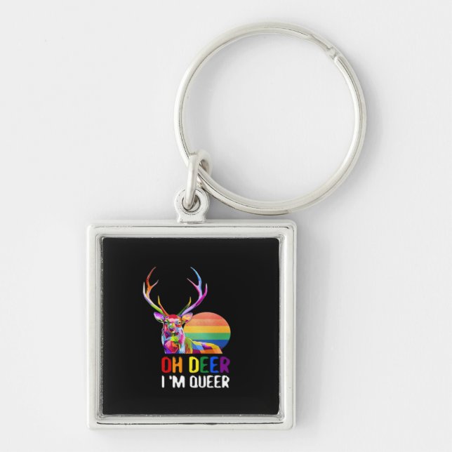 Oh Deer Queer Minimal Modern Style  Keychain (Front)