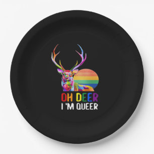 Oh Deer Queer Minimal Modern Style Paper Plate