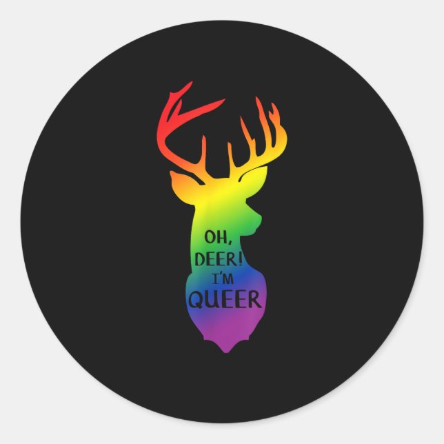 Oh Deer Queer Pride Celebration Funny LGBT Gift  Classic Round Sticker (Front)