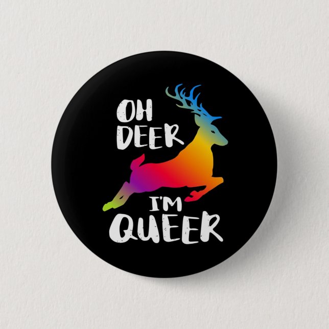 Oh Deer Queer Pride Minimal Artistic Style  2 Inch Round Button (Front)
