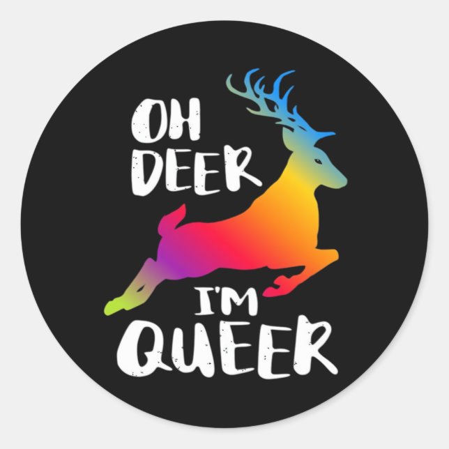 Oh Deer Queer Pride Minimal Artistic Style Classic Round Sticker (Front)