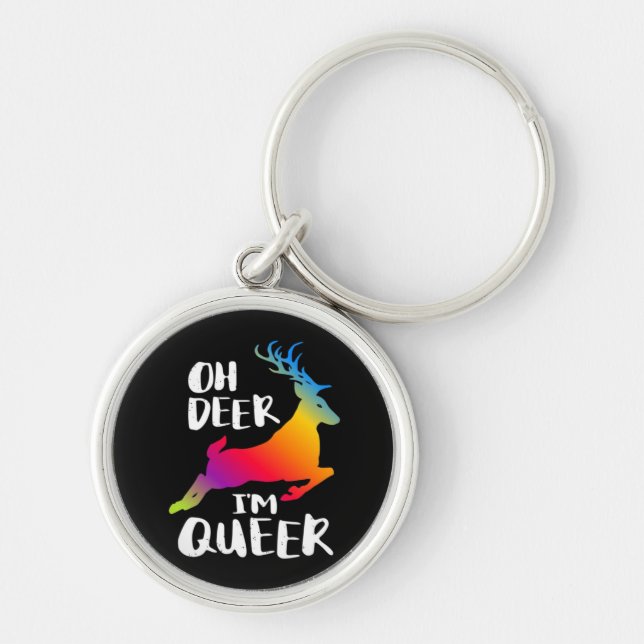 Oh Deer Queer Pride Minimal Artistic Style  Keychain (Front)
