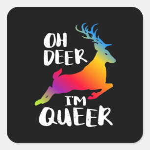 Oh Deer Queer Pride Minimal Artistic Style  Square Sticker