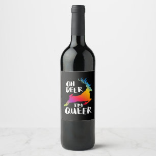 Oh Deer Queer Pride Minimal Artistic Style  Wine Label