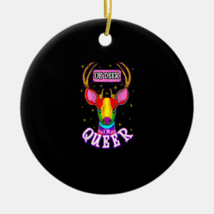 Oh Deer Queer Pride Month Celebration Gift Ceramic Ornament