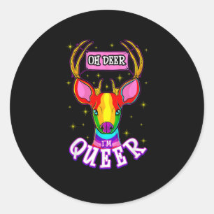 Oh Deer Queer Pride Month Celebration Gift  Classic Round Sticker