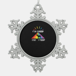 Oh Deer Queer Trendy Aesthetic Design  Snowflake Pewter Christmas Ornament