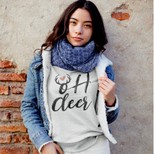 Oh Deer Reindeer Antlers Christmas Minimal Sweatshirt