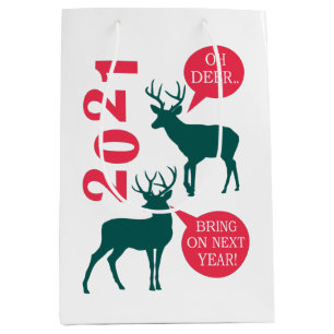 Oh Deer Reindeer Christmas Holiday Fun Medium Gift Bag