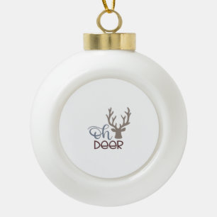 Oh Deer Retro Classic Design Ceramic Ball Christmas Ornament