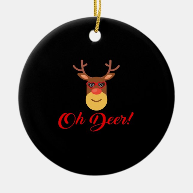 Oh Deer Retro Classic  Ornament (Front)