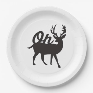 Oh Deer Retro Classic Vibe  Paper Plate