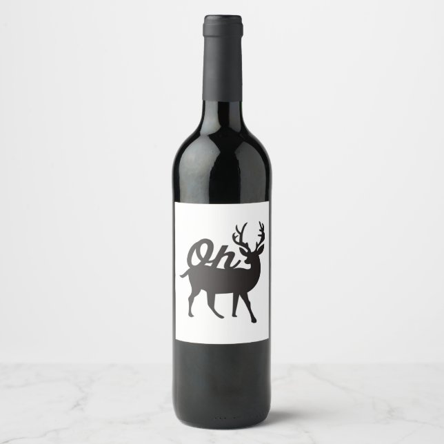 Oh Deer Retro Classic Vibe  Wine Label (Front)