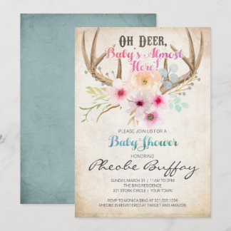 Oh Deer Rustic Baby Shower Invitation
