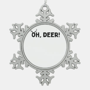 Oh Deer Simple Aesthetic  Snowflake Pewter Christmas Ornament