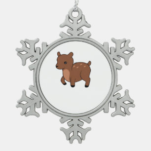 Oh Deer Soft Minimal Design  Snowflake Pewter Christmas Ornament