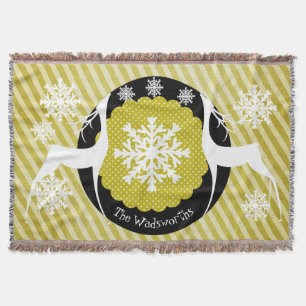 Oh Deer Striped Holiday Throw