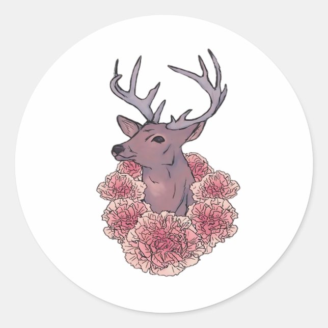Oh Deer Trendy Minimal Aesthetic  Classic Round Sticker (Front)