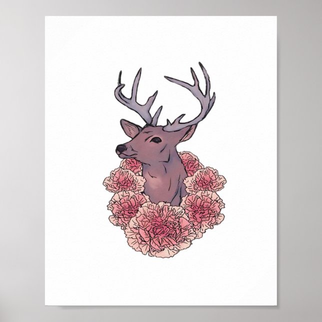Oh Deer Trendy Minimal Aesthetic  Poster (Front)