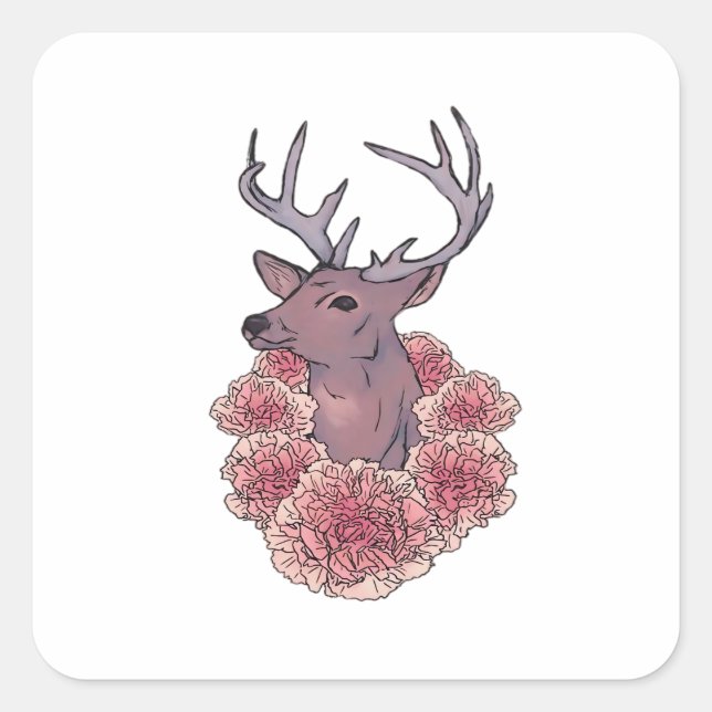 Oh Deer Trendy Minimal Aesthetic  Square Sticker (Front)