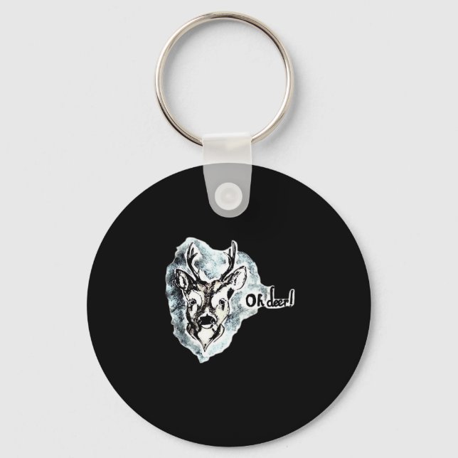Oh Deer Trendy Modern Style Keychain (Front)