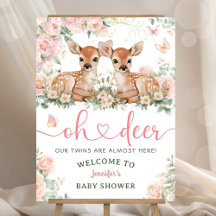 Oh Deer Twin Girls Baby Shower Welcome