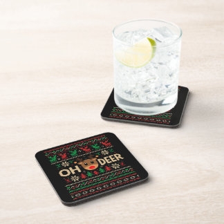 Oh Deer Ugly Christmas Sweater Coaster